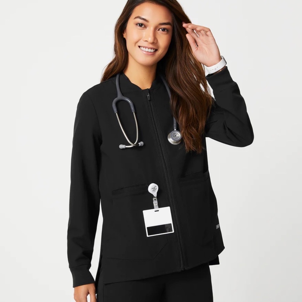 Figs Black Bellery Scrub Jacket SZ Small